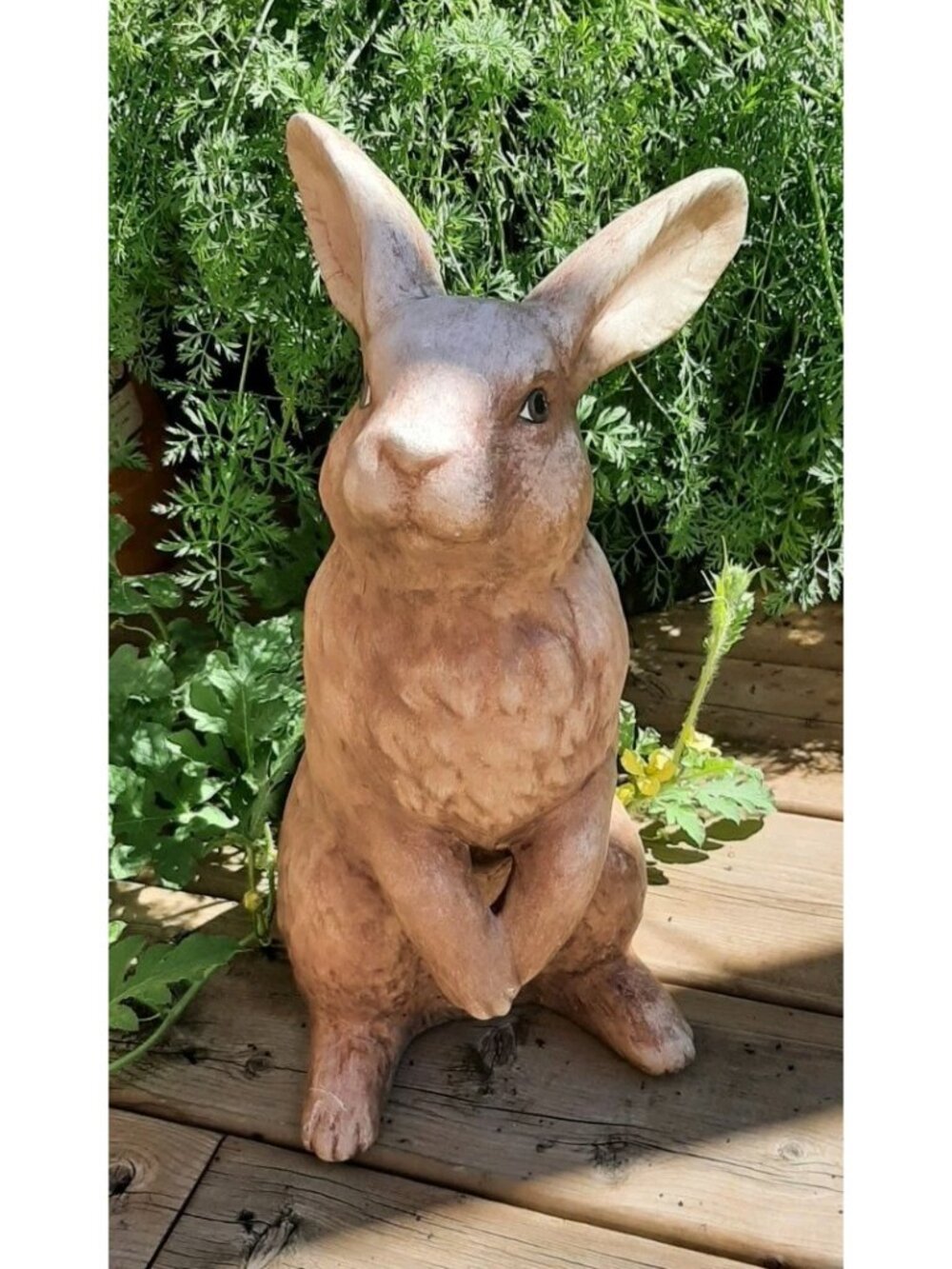 Vintage Handmade Sitting Up Rabbit 13 3/4 In Tall Garden Decor Hand Painted